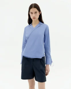 Blusa azul cruzada Lenie