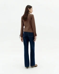 Blusa marrón rayas cruzada Lenie