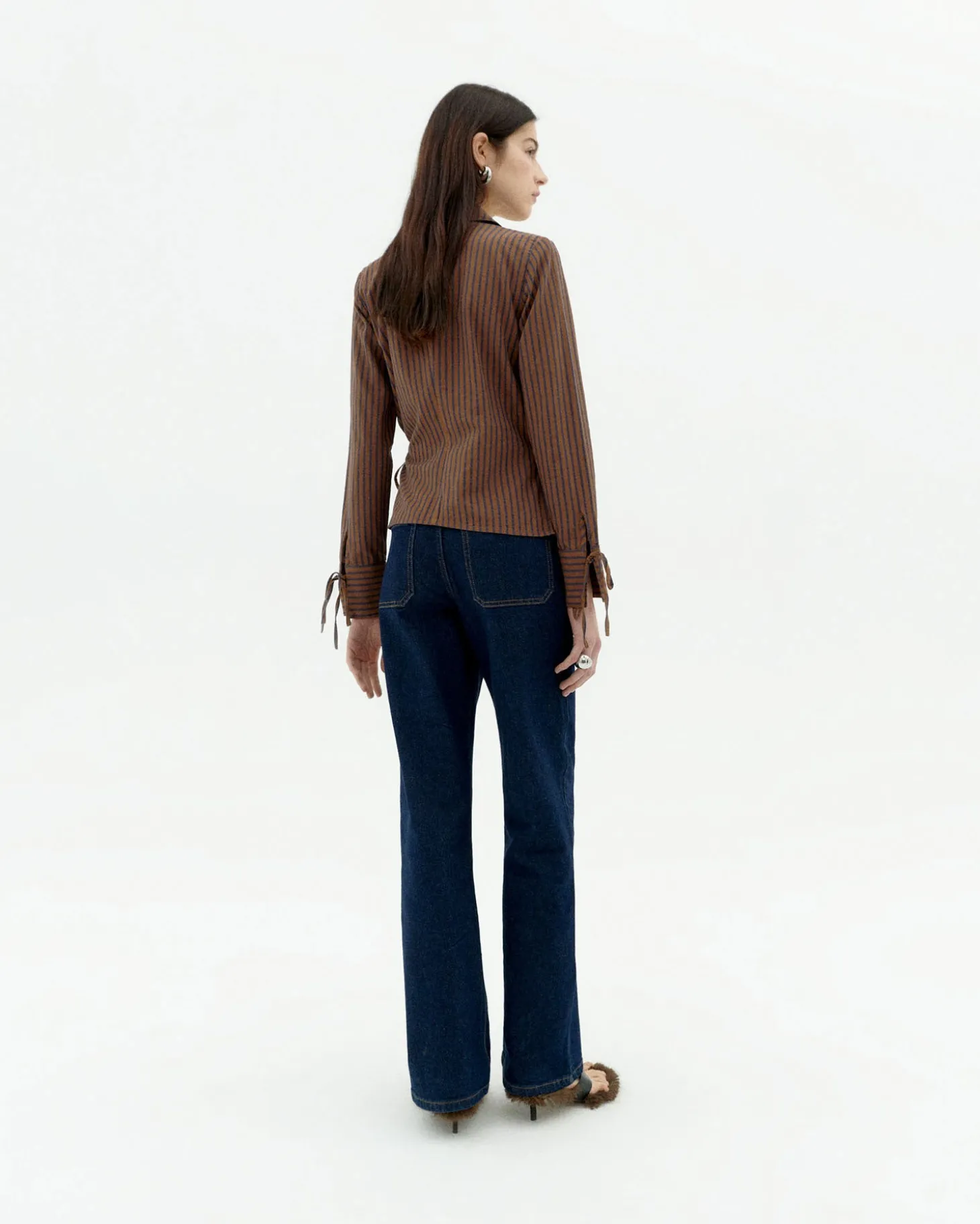 Blusa marrón rayas cruzada Lenie