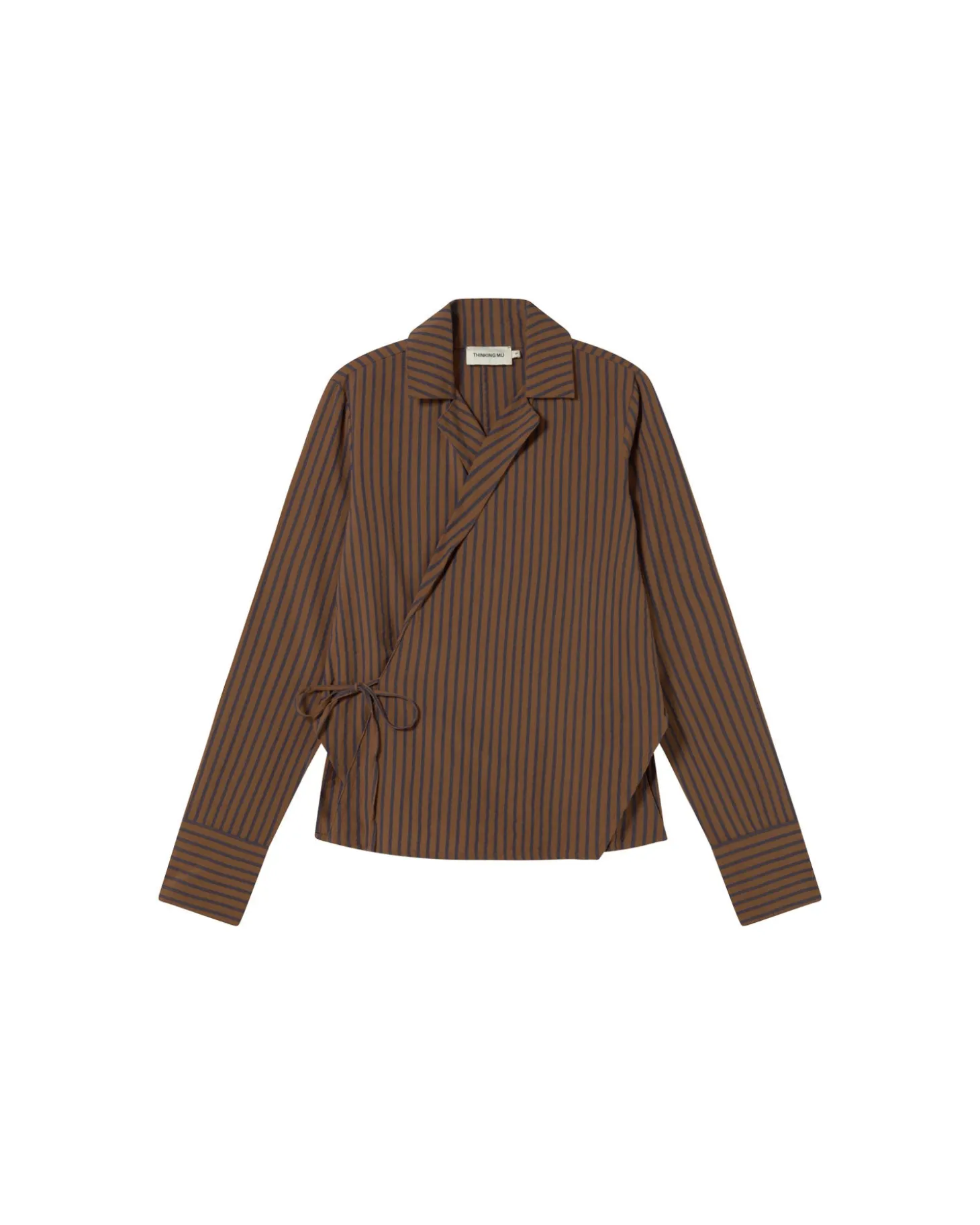 Blusa marrón rayas cruzada Lenie