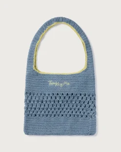 Bolso azul crochet tejido a mano