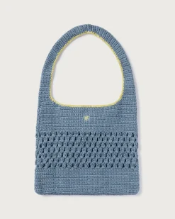 Bolso azul crochet tejido a mano