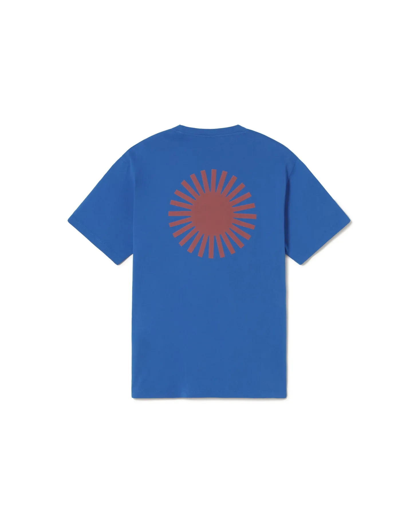 Camiseta azul sol espalda marrón
