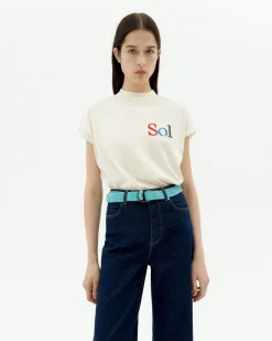 Camiseta blanca bordada sol type Volta