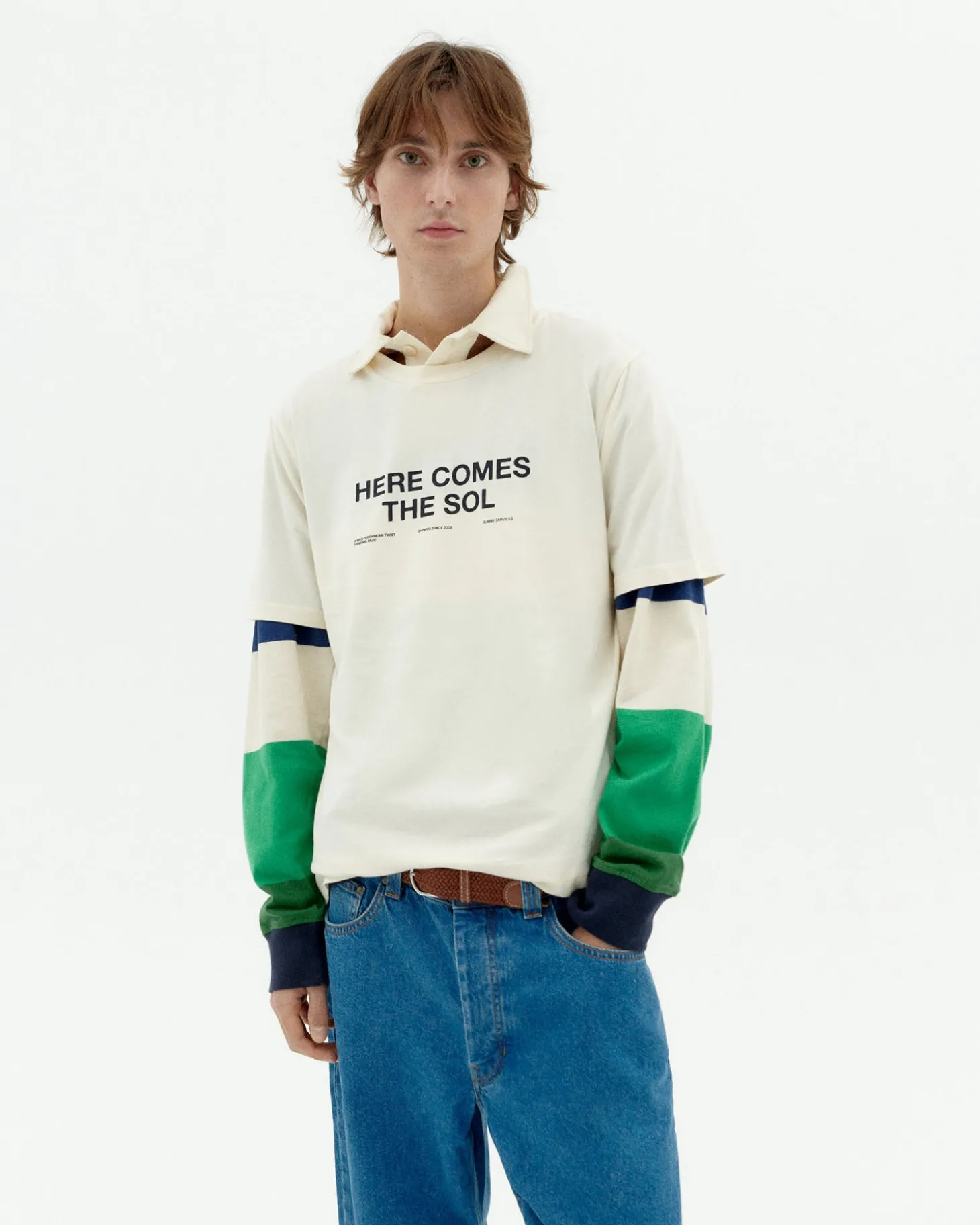 Camiseta blanca here comes the sol