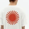 Camiseta blanca sol espalda rojo Aaron