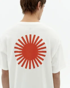 Camiseta blanca sol espalda rojo Aaron