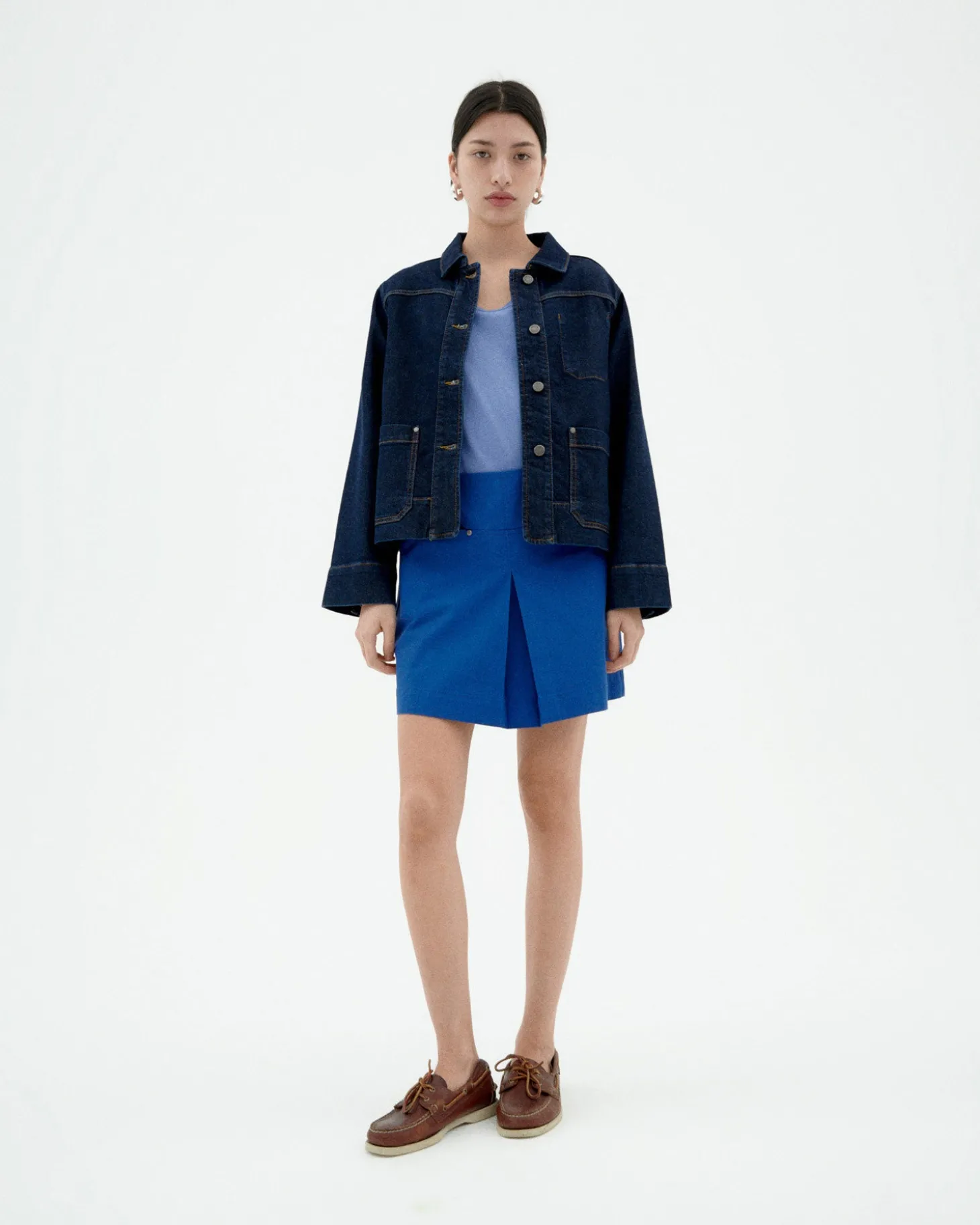Falda mini azul pliegues Mabel