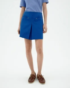 Falda mini azul pliegues Mabel