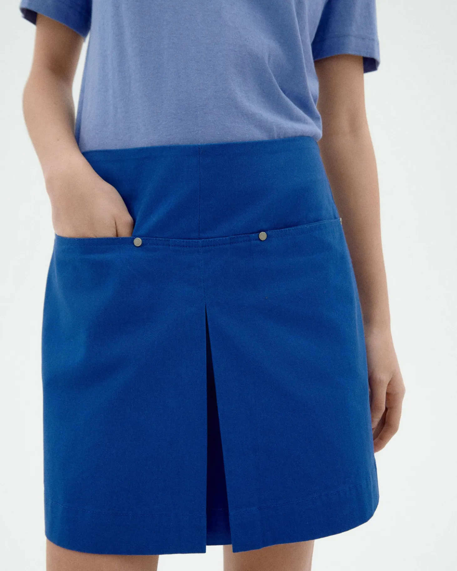 Falda mini azul pliegues Mabel