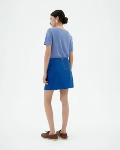 Falda mini azul pliegues Mabel