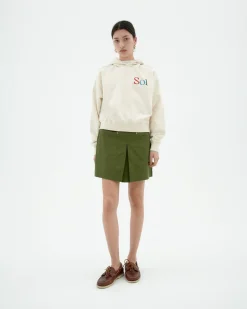 Falda mini verde pliegues Mabel