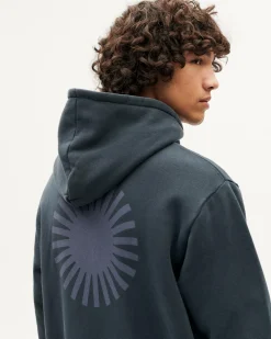 Hoodie grafito sol espalda azul Simon