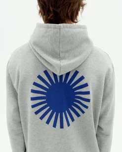 Hoodie gris sol espalda azul Simon