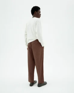 Pantalón loose marrón rayas Luc