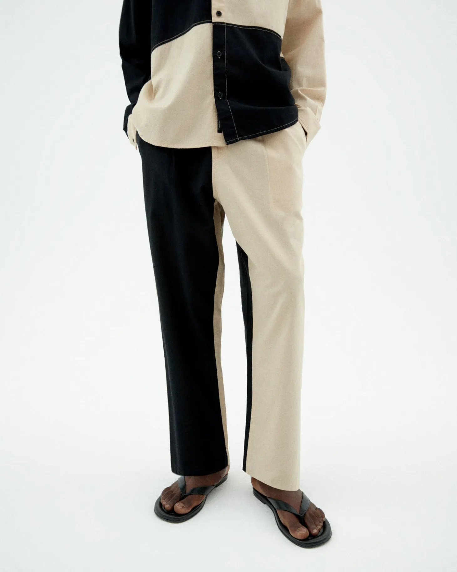 Pantalón loose patched blanco y negro Luc
