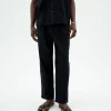 Pantalón loose seersucker negro Luc