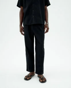 Pantalón loose seersucker negro Luc