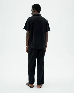 Pantalón loose seersucker negro Luc