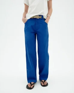 Pantalón recto azul Perle