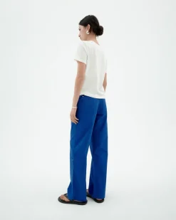 Pantalón recto azul Perle
