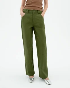 Pantalón recto verde Perle