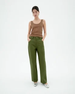 Pantalón recto verde Perle