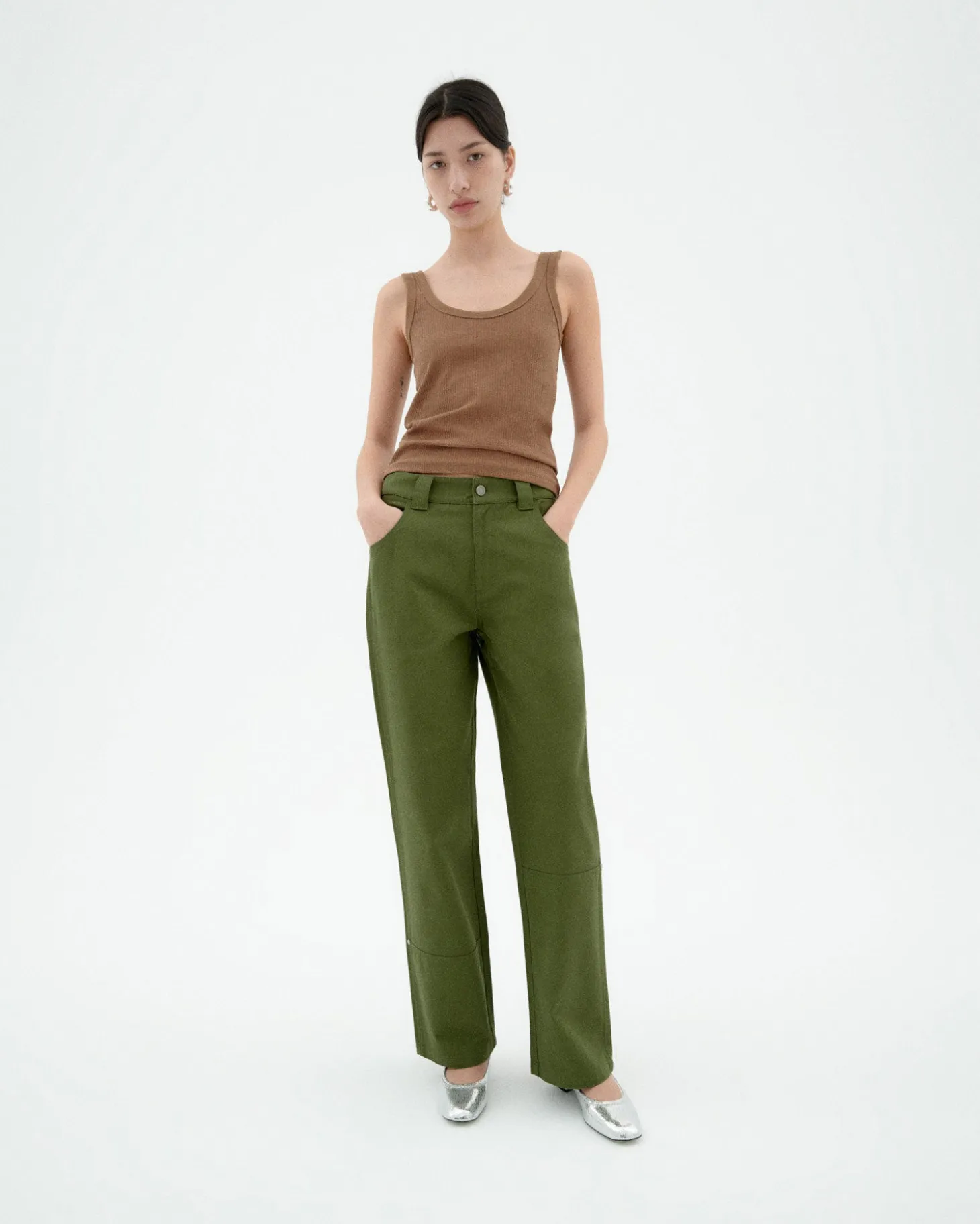 Pantalón recto verde Perle