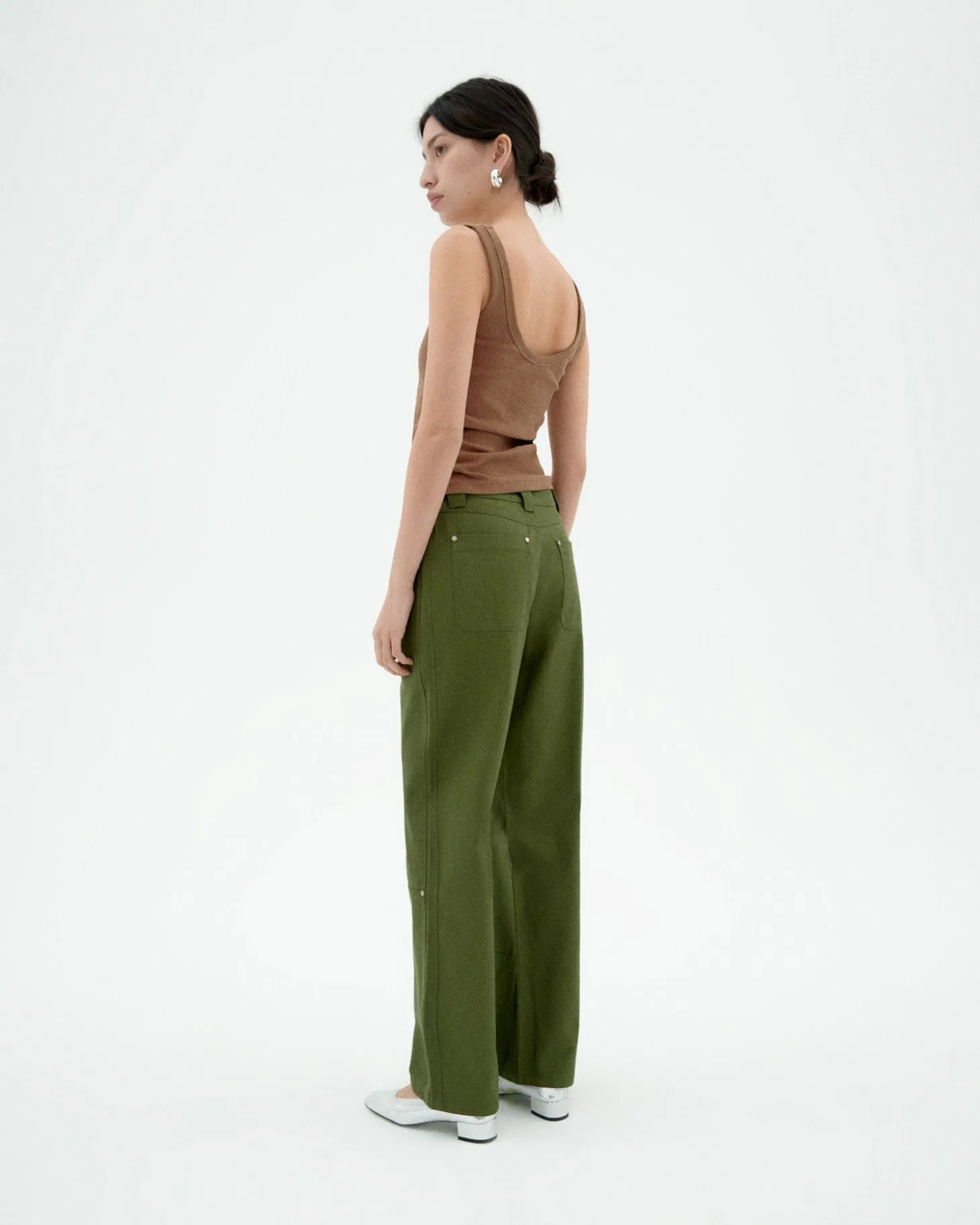 Pantalón recto verde Perle