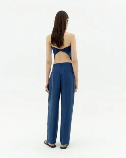 Pantalón relaxed pinza azul Cupro Cirila