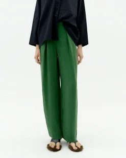 Pantalón relaxed pinza verde Cupro Cirila