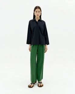 Pantalón relaxed pinza verde Cupro Cirila