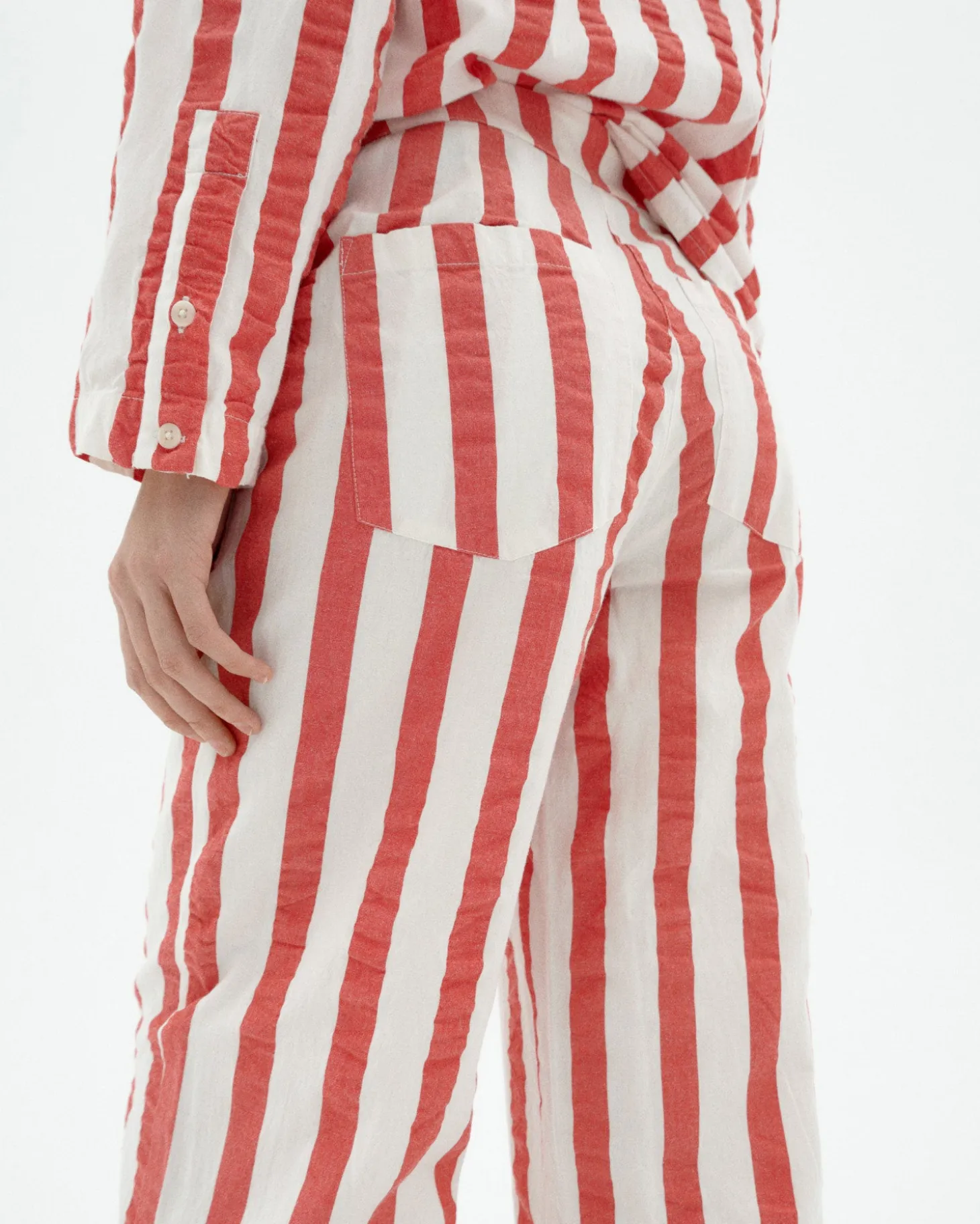 Pantalón wide leg seersucker rayas Manolita