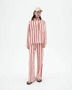 Pantalón wide leg seersucker rayas Manolita