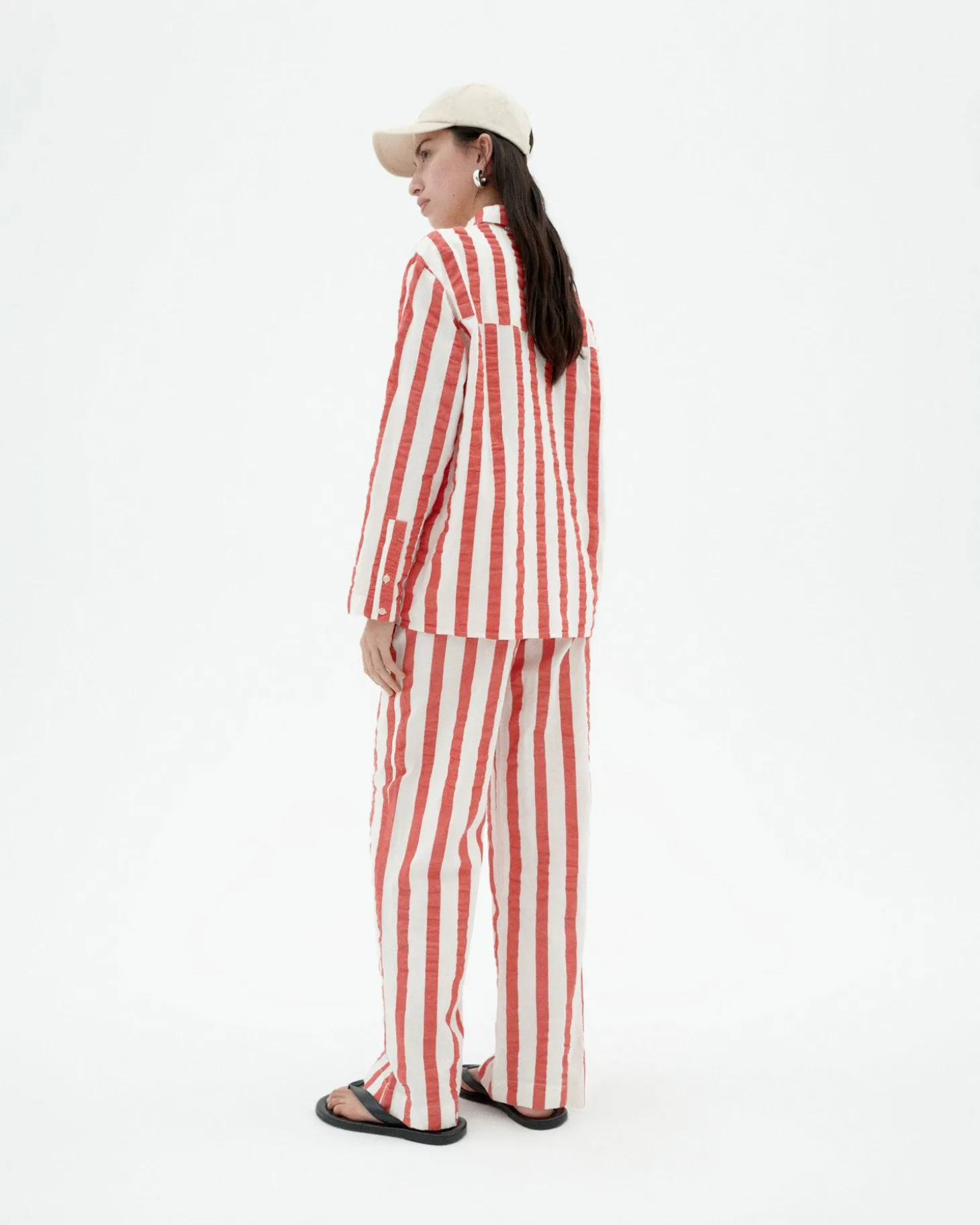 Pantalón wide leg seersucker rayas Manolita