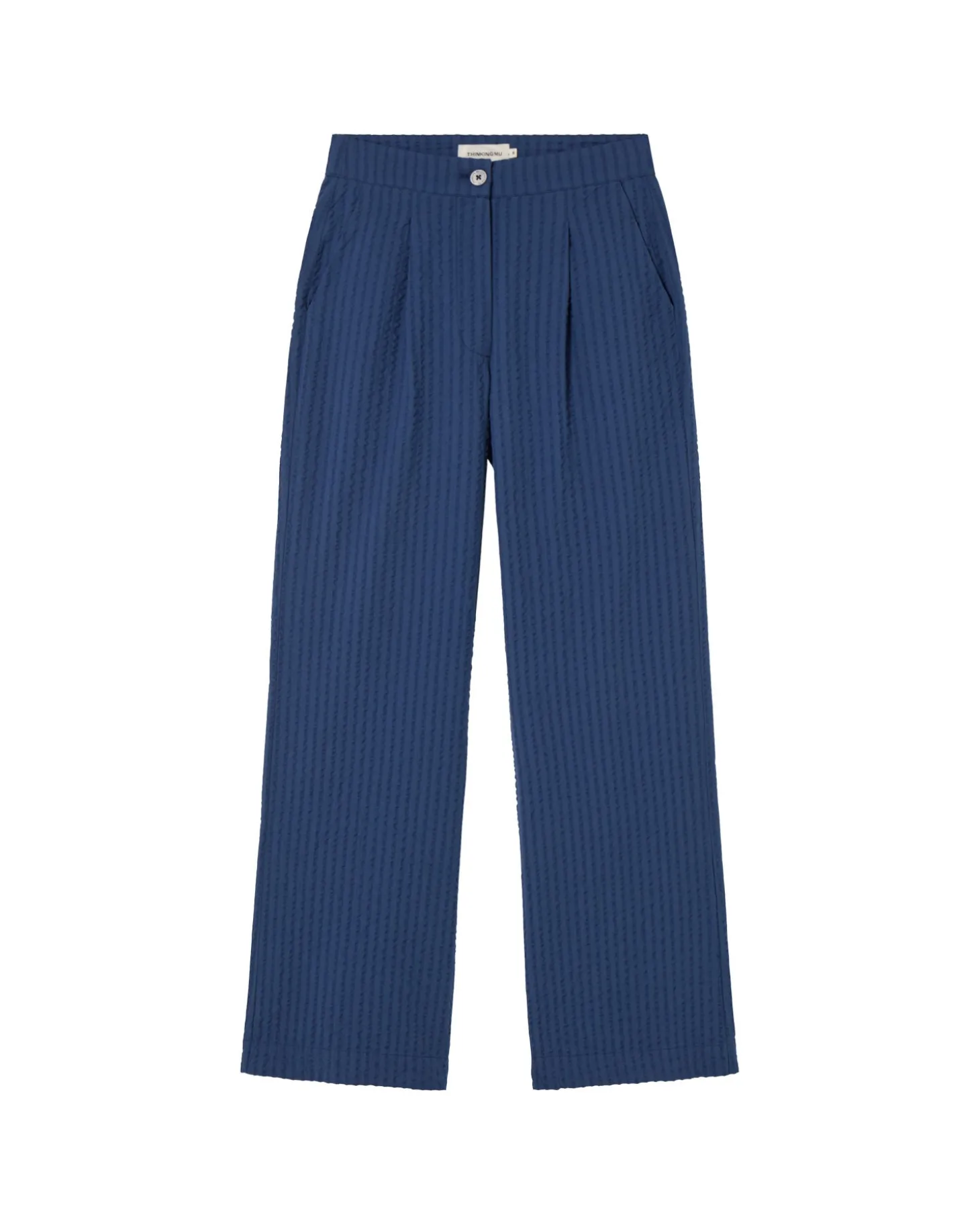 Pantalón wide leg seersucker azul Manolita