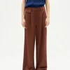 Pantalón wide leg tiro bajo marrón Pat