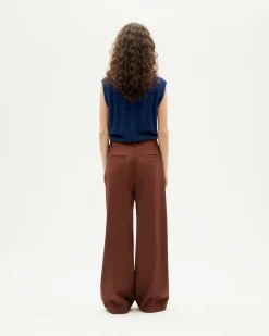 Pantalón wide leg tiro bajo marrón Pat