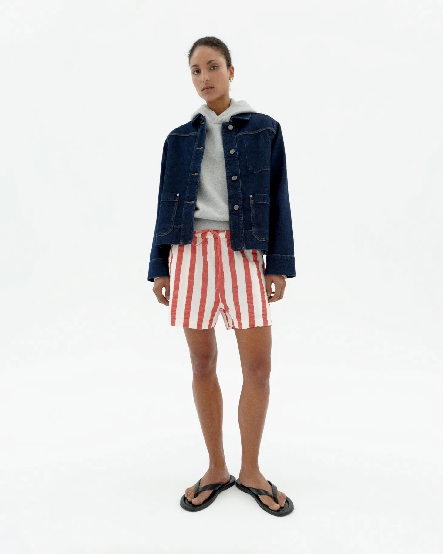 Shorts seersucker rayas Geranio