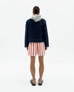 Shorts seersucker rayas Geranio