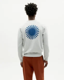 Sudadera gris sol espalda azul