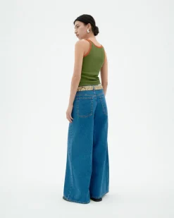 Top halter verde contraste naranja Harriet