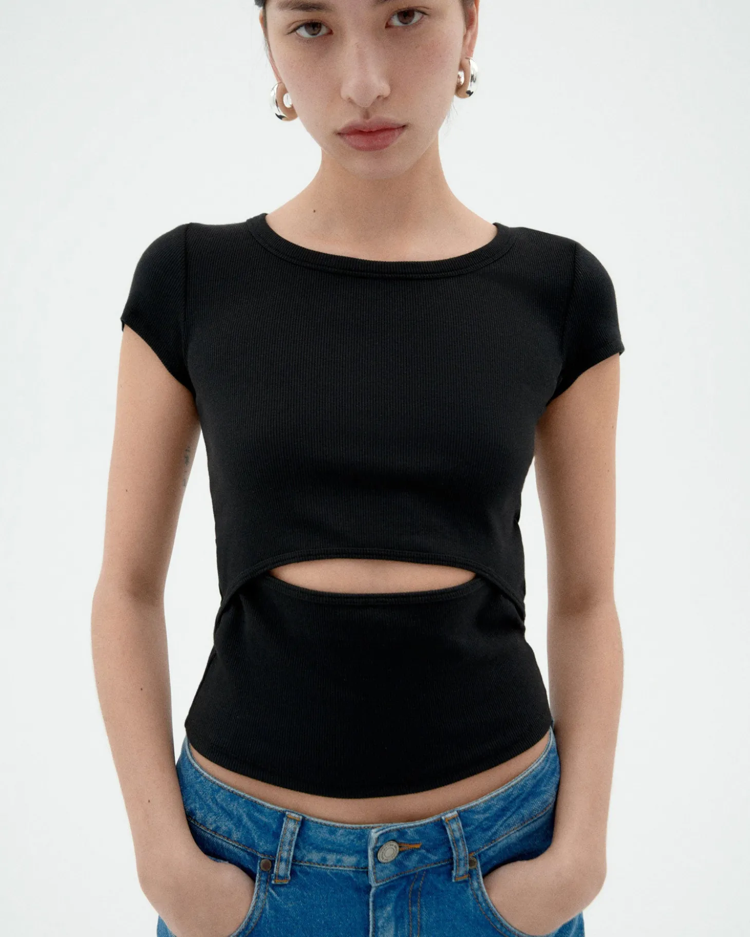 Top negro apertura Faye