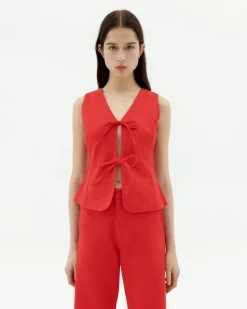 Top rojo lazos Elise