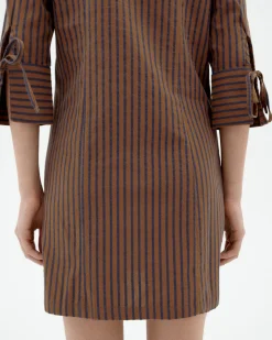Vestido corto marrón rayas Maria