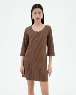 Vestido corto marrón rayas Maria
