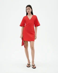 Vestido corto rojo escote V Kim