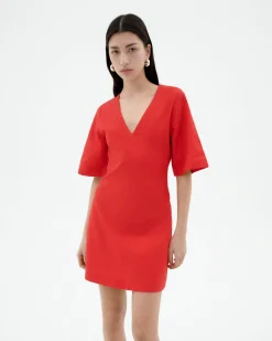 Vestido corto rojo escote V Kim