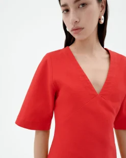 Vestido corto rojo escote V Kim