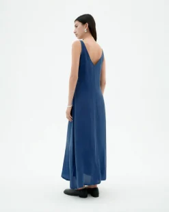 Vestido largo azul Cupro Sade